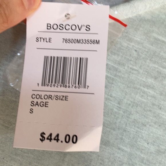 One World ombre sage top w boho print & matching scarf w fringe S - Picture 13 of 13